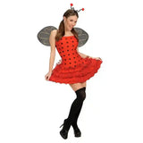 Women Halloween Costume Sleeveless Polka Dot Striped Witch Fairy Cosplay Dress Headband Cape Gloves - PrimeandBeauty