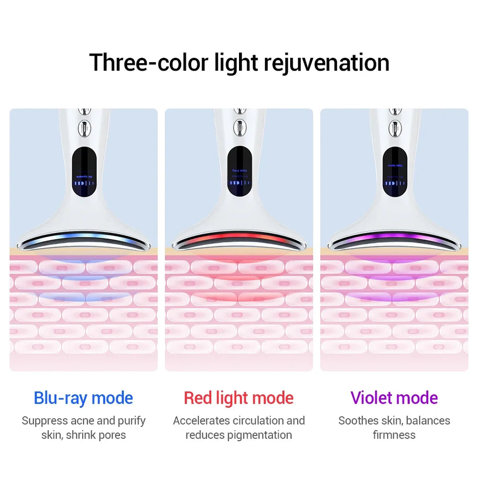 Emeka Neck Beauty Device EMS Microcurrent Chin Facial Lifting LED Firming Rejuvenation Anti Wrinkle Skin Care Face Massager