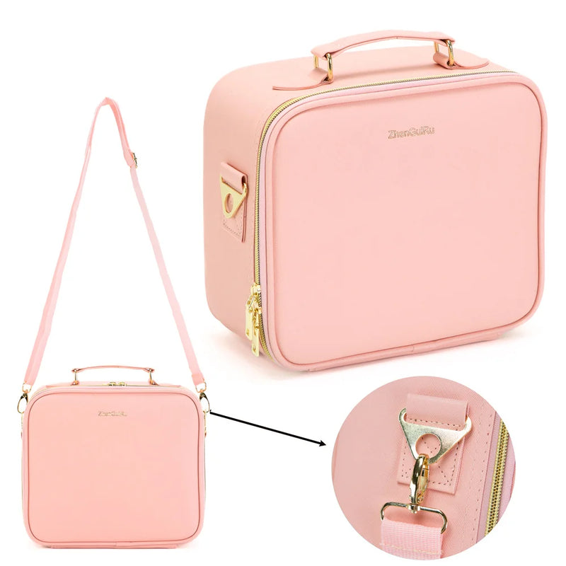 PU Leather Makeup Bag with Mirror 2024 New Leather Multi-Functional Women Cosmetic Case Large Capacity Water-resistant Bag - PrimeandBeauty