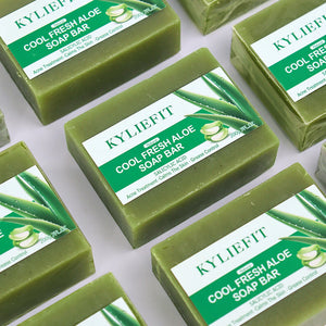 KYLIEFIT Cool Fresh Aloe Soap Bar, Reduce Acne and Black Spots, Clean Skin, Oil Control, Exfoliation, For Face And Body Use - PrimeandBeauty