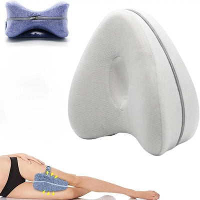 White Revoget Neck Pain Pillow with soft cover and memory foam, designed to align spine and hips for restful side sleeping.