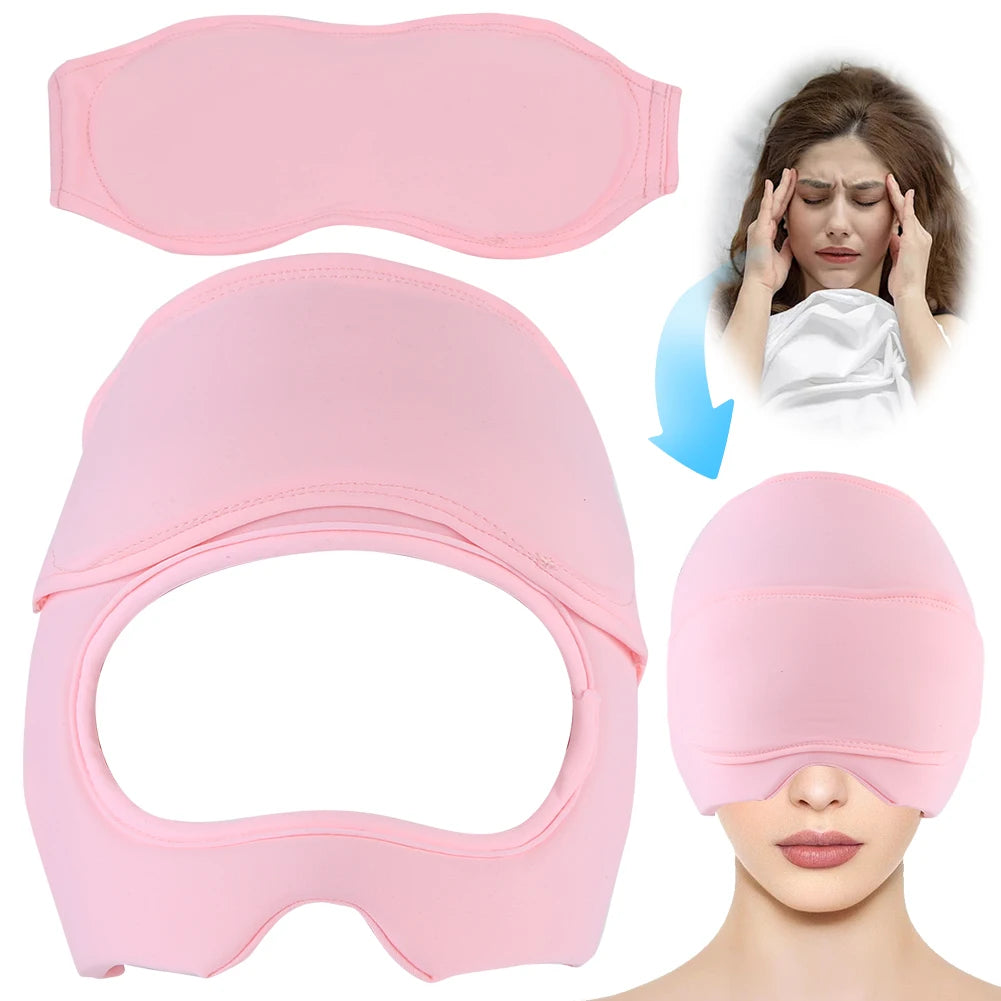 Gel Cold Hot Head Ice Cap Migraine Relief Hat Relief Migraine Ice Head Wrap Full Head Cold Compress Hat Head Heat Treatments Hat - PrimeandBeauty