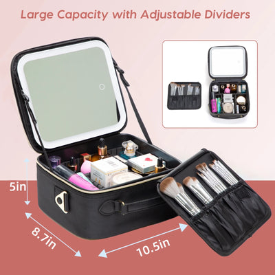 PU Leather Makeup Bag with Mirror 2024 New Leather Multi-Functional Women Cosmetic Case Large Capacity Water-resistant Bag - PrimeandBeauty