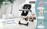 Sejoy Adjustable Baby High Chair with 5-Point Harness 3-Tier Tray & Wheels CE/CPC Certified Children's Dining Chair - PrimeandBeauty