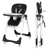 Sejoy Adjustable Baby High Chair with 5-Point Harness 3-Tier Tray & Wheels CE/CPC Certified Children's Dining Chair - PrimeandBeauty