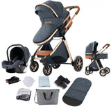 Baby Stroller 3‑in‑1 Travel System Pushchair Lightweight Pram from Birth All‑Terrain Baby Buggy Compact Fold Stroller Summer - PrimeandBeauty