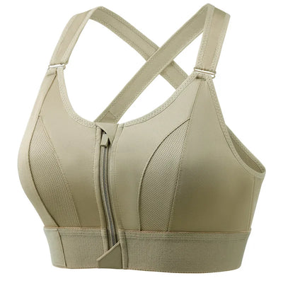 New Style Adjustable Front-Zip Sports Bra. It's a shockproof, wire-free vest-style yoga bra with a cross-back design, suitable f - PrimeandBeauty