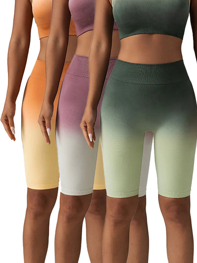 3 Pack US Local Women's Yoga Fitness Yoga Shorts, Tummy Control Yoga Shorts Seamless Ruched Booty Workout Shorts - PrimeandBeauty