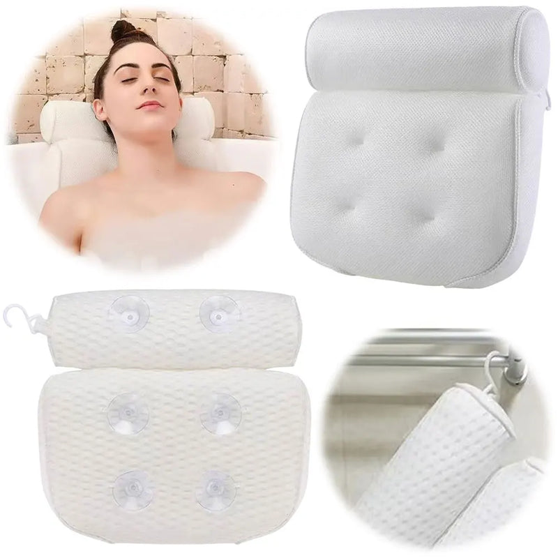 Bathtub Pillow Bath Pillow with Anti-Slip Suction Cups 3D Mesh Tub Pillow Supports Head Back Neck Spa Pillow for Home Travel - PrimeandBeauty