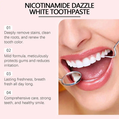 Niacinamide Whitening Toothpaste Remove Yellow Teeth Smoke Stains Improve Oral Smell Breath Fresh Tooth Bleaching Care Product - PrimeandBeauty