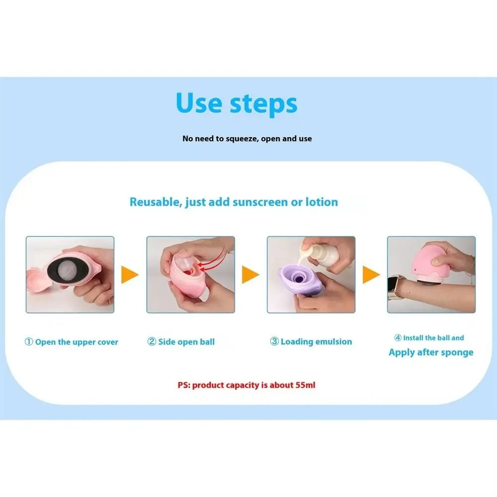 Silicone Suncream Roller Applicator Refillable Oval Isolation Lotion Cream Bottles Stitching Color Sunscreen Lotion Applicator - PrimeandBeauty