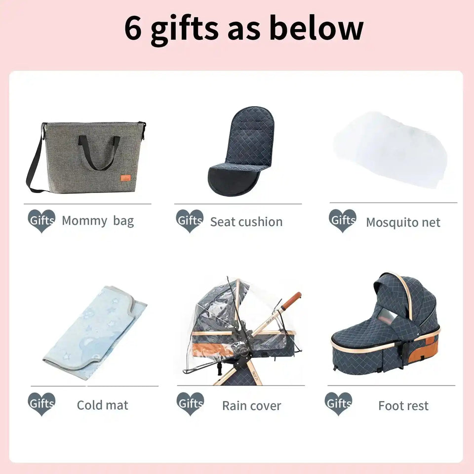 Baby Stroller 3‑in‑1 Travel System Pushchair Lightweight Pram from Birth All‑Terrain Baby Buggy Compact Fold Stroller Summer - PrimeandBeauty