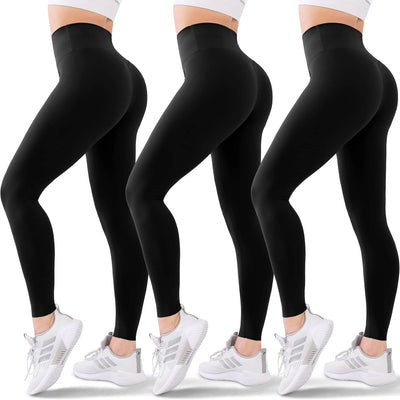 Flattering, cozy, and chic high-waisted athletic leggings 3-Pack for women - Perfect for running, yoga, and workouts - Comfortab - PrimeandBeauty