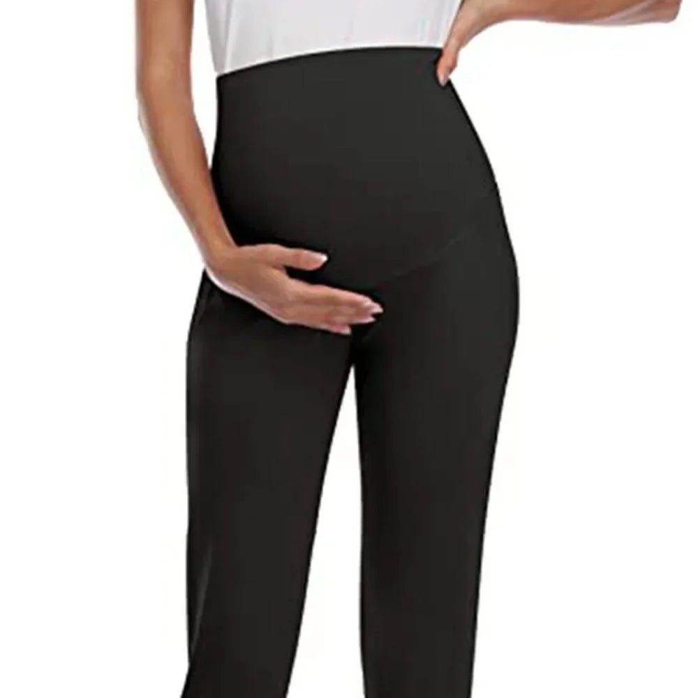 Spring Maternity Women's Casual Pants Premama Solid High Waist Strechy Lounge Trousers For Pregnant Women Joggers With Pockets - PrimeandBeauty