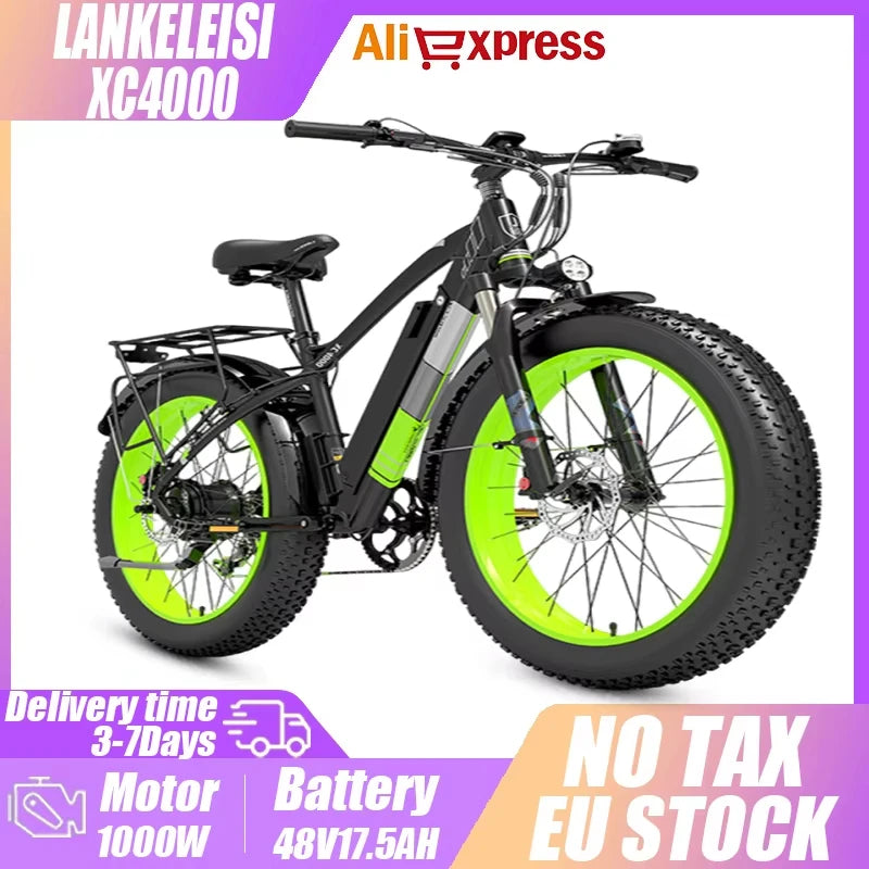 E-bike Vélo électrique à grosse opathie pour adulte, Moteur 1000W, batterie 17,5 AH, 7 vitesses, carton hydraulique, XC4000