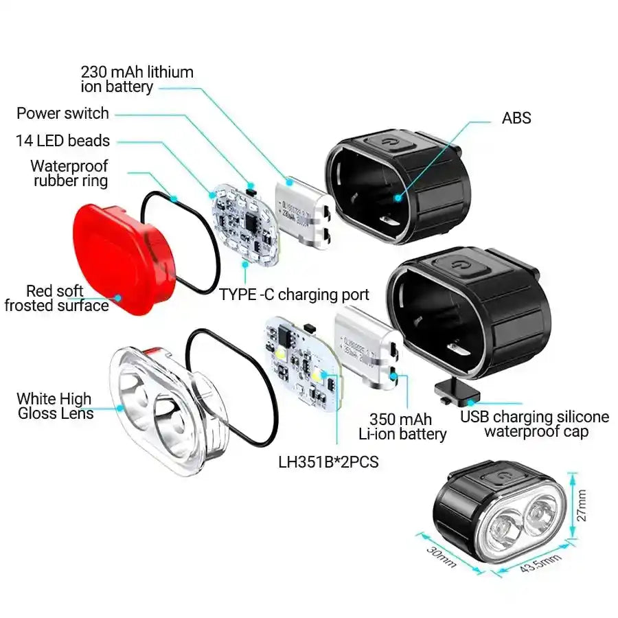 Heinast Bike Lighting Front and Rear Lights Bicycle Lamp Led Cycling Light Bike Flashlight for Bicycle Front Taillight Lantern - PrimeandBeauty