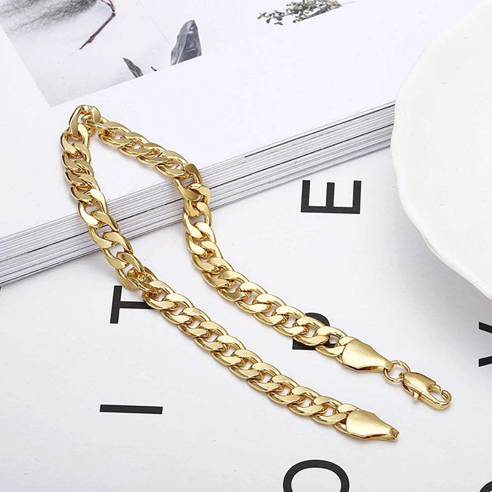 18K Gold Plated 7mm Bracelet for Men Women 925 Sterling Silver Curb Cuban Chain Bracelet Fashion Jewelry Gifts Shipping from USA - PrimeandBeauty