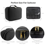 Makeup Organizer with Mirror Light 3 Adjustable Brightness Travel Train Case Cosmetic Bag Portable Storage Partition Waterproof - PrimeandBeauty