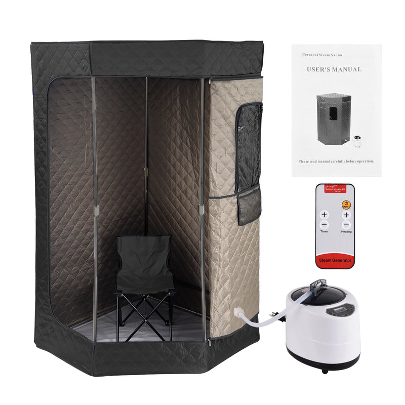 Full Size Portable Sauna, Home Steam Sauna, with Folding Chair and 3L 1200W Steamer, Ideal for Personal Spa Sessions - PrimeandBeauty