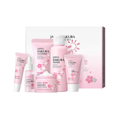 6pcs Sakura Skincare Set – Face Cream, Serum & Toner Collection