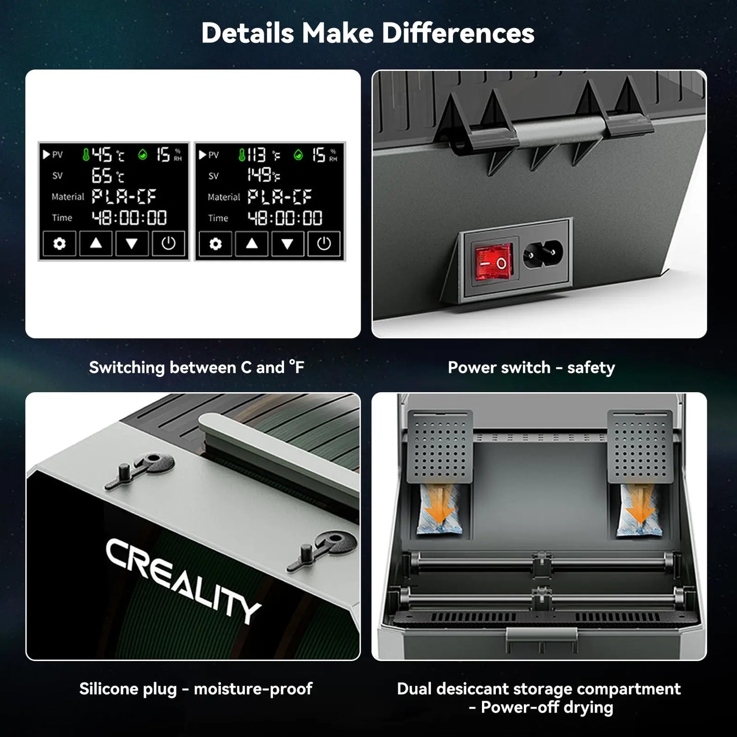 Creality Space Pi Filament Dryer Plus Drying Box Upgraded Two Rolls Drying Dehydrator for 2KG Filament 360° Hot-air heating - PrimeandBeauty