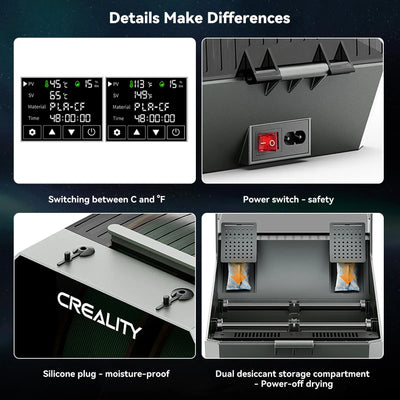 Creality Space Pi Filament Dryer Plus Drying Box Upgraded Two Rolls Drying Dehydrator for 2KG Filament 360° Hot-air heating - PrimeandBeauty