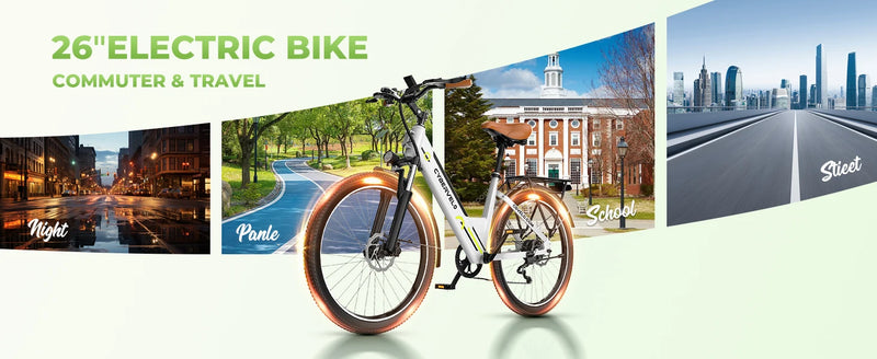 1000 Peak Electric Bike for Adults,up 80 Miles Removable Battery Ebike, 26" Electric E Bike with 7-Speed,Adult Electric Bicycles