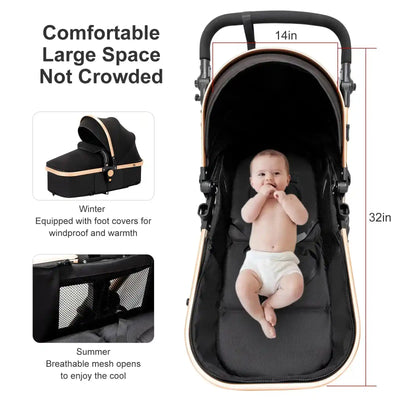 High quality newborn Lightweight  Baby Stroller  Folding Cart  Comfort Baby Stroller 3 in 1 Child Safety Seat With ISOfix - PrimeandBeauty