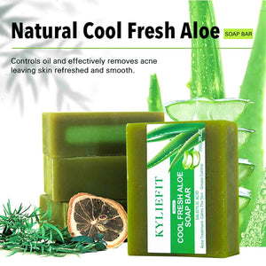 KYLIEFIT Cool Fresh Aloe Soap Bar, Reduce Acne and Black Spots, Clean Skin, Oil Control, Exfoliation, For Face And Body Use - PrimeandBeauty