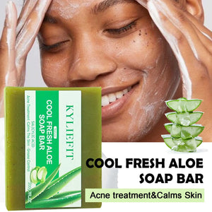 KYLIEFIT Cool Fresh Aloe Soap Bar, Reduce Acne and Black Spots, Clean Skin, Oil Control, Exfoliation, For Face And Body Use - PrimeandBeauty