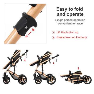 High quality newborn Lightweight  Baby Stroller  Folding Cart  Comfort Baby Stroller 3 in 1 Child Safety Seat With ISOfix - PrimeandBeauty