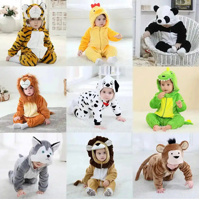 Umorden Infant Toddler Rabbit Dog Lion Tiger Dinosaur Costumes Baby Boys Girls Kigurumi Cartoon Animal Romper Halloween Purim - PrimeandBeauty