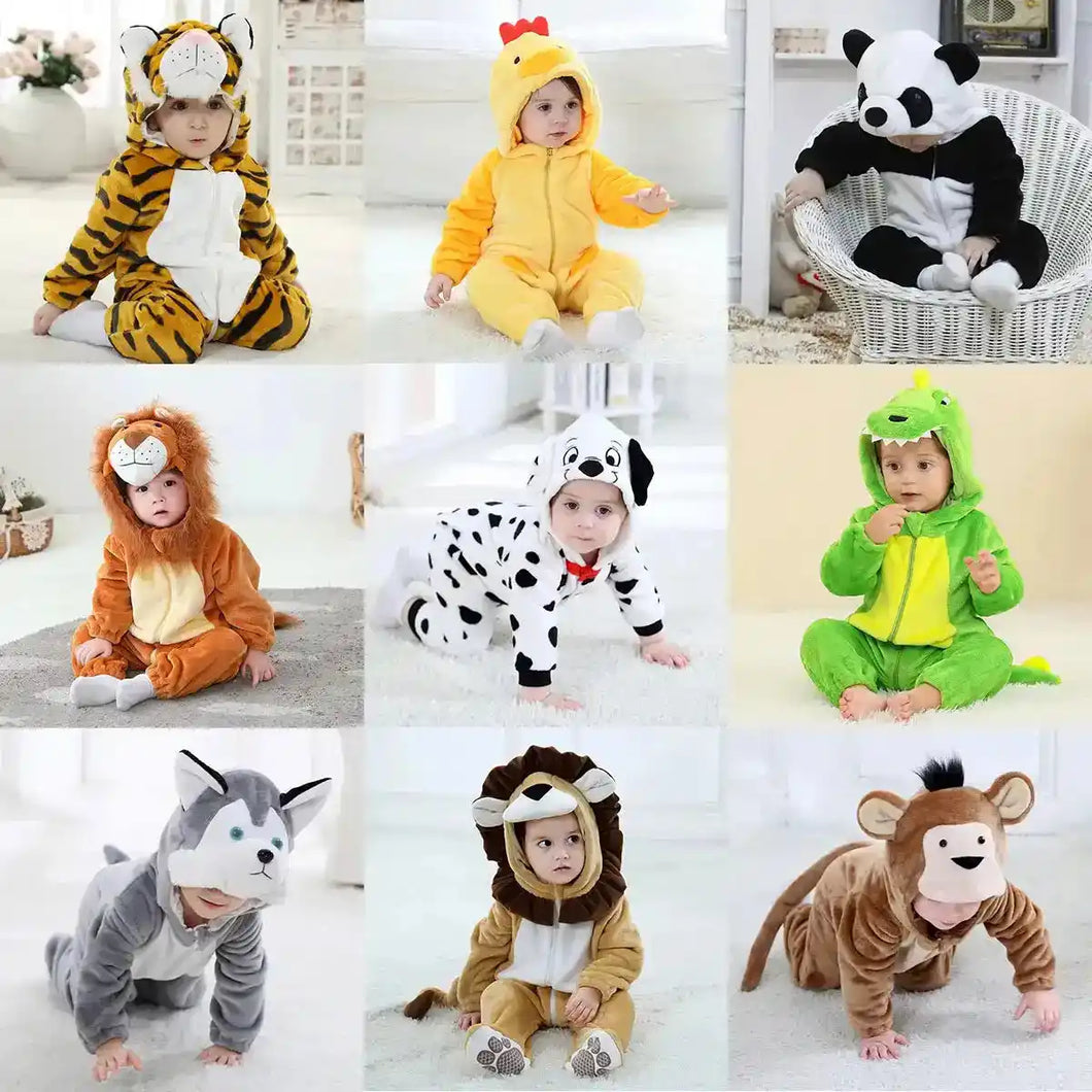 Umorden Infant Toddler Rabbit Dog Lion Tiger Dinosaur Costumes Baby Boys Girls Kigurumi Cartoon Animal Romper Halloween Purim - PrimeandBeauty