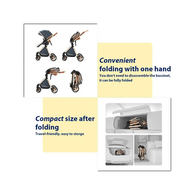 Baby Stroller 3‑in‑1 Travel System Pushchair Lightweight Pram from Birth All‑Terrain Baby Buggy Compact Fold Stroller Summer - PrimeandBeauty