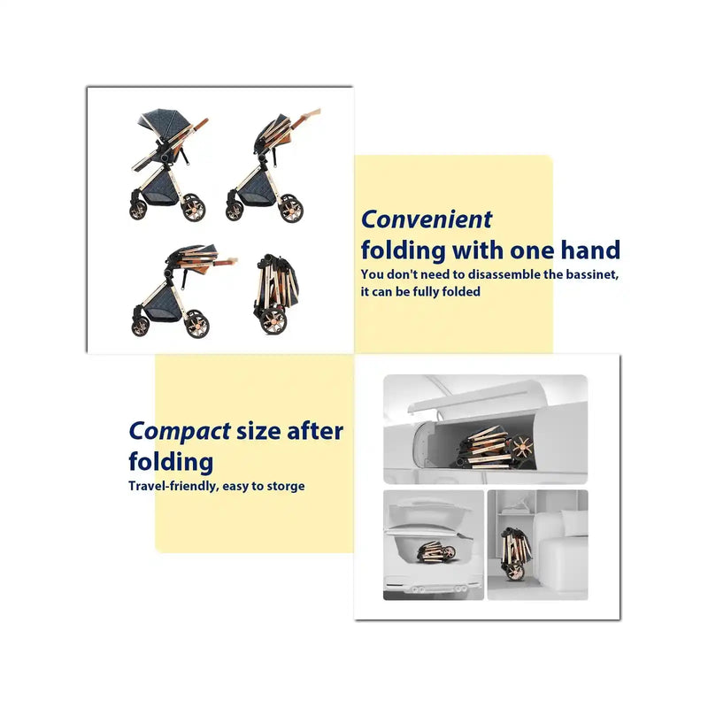 Baby Stroller 3‑in‑1 Travel System Pushchair Lightweight Pram from Birth All‑Terrain Baby Buggy Compact Fold Stroller Summer - PrimeandBeauty