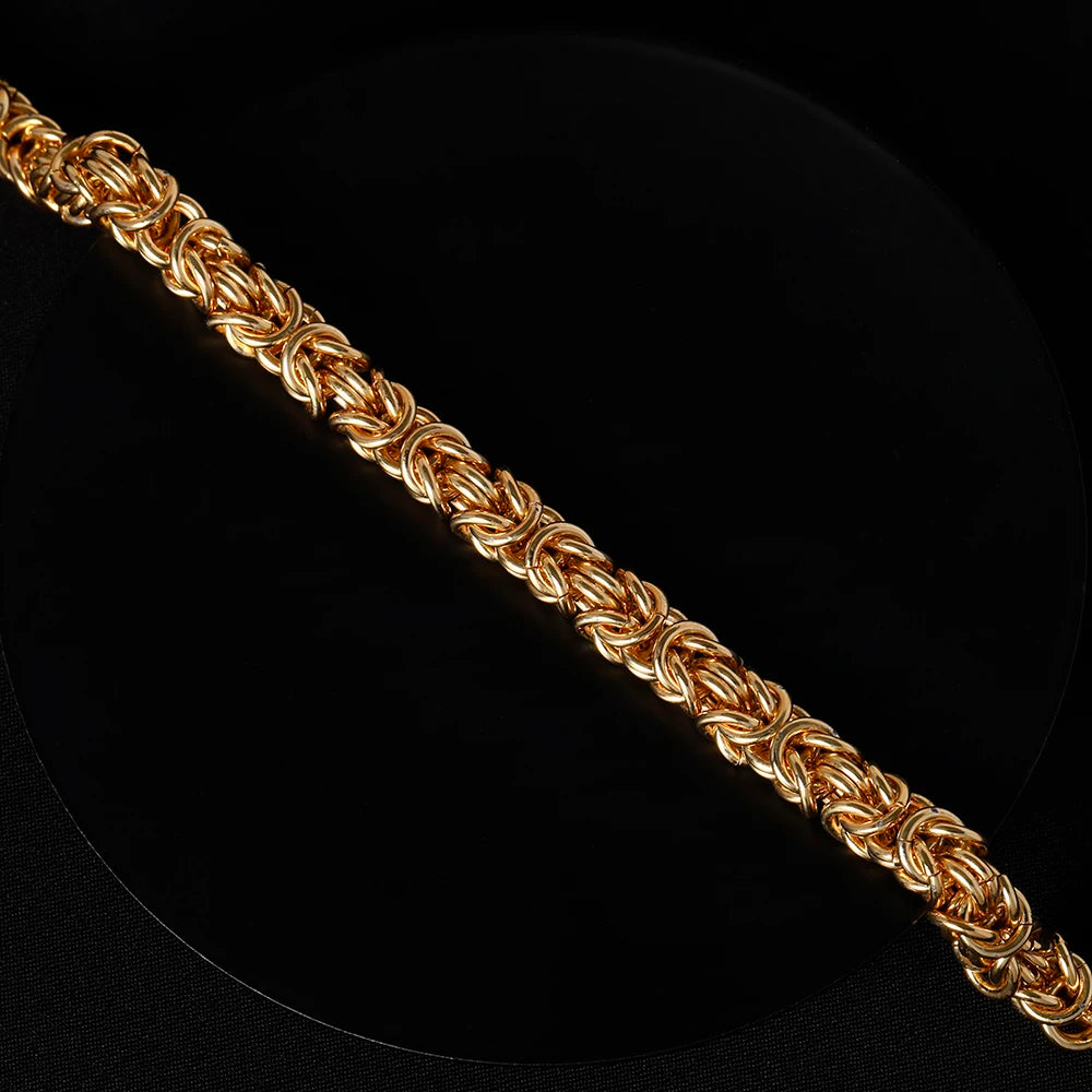 18K Gold Plated 8 Inches Braided Bracelet for Women Men 925 Sterling Silver Fashion Charm Couple Gift Jewelry Accessories USA - PrimeandBeauty