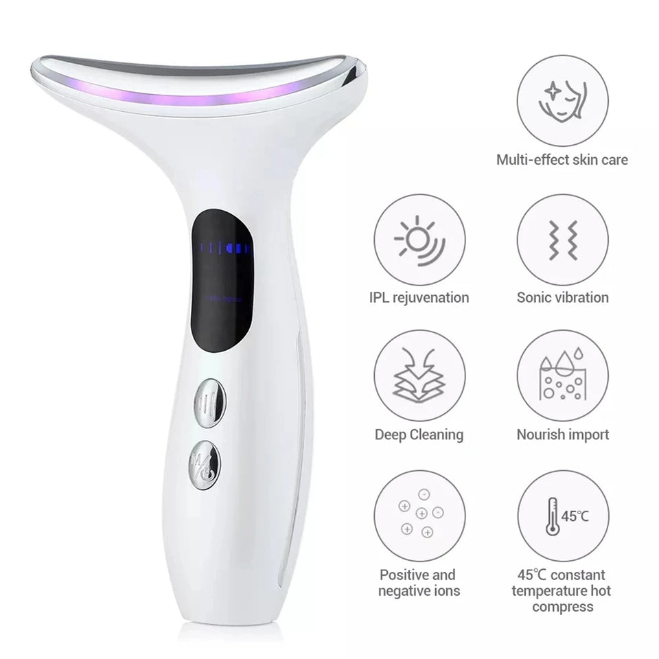 Neck Skin Care Massager Comfortable Facial Massager Face and Neck Beauty Device for Skin Care Adults Men and Women White