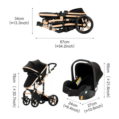 High quality newborn Lightweight  Baby Stroller  Folding Cart  Comfort Baby Stroller 3 in 1 Child Safety Seat With ISOfix - PrimeandBeauty