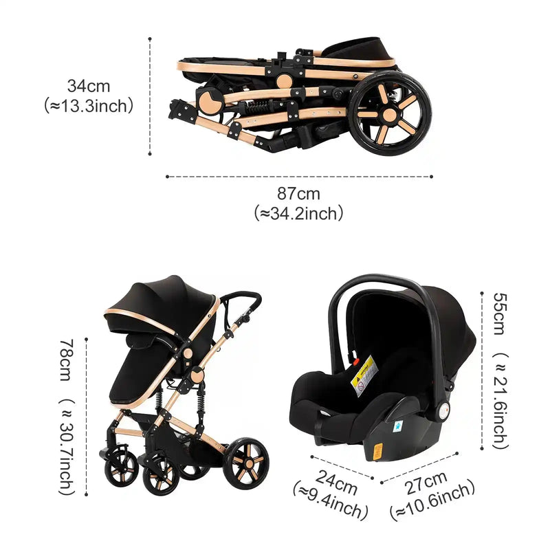 High quality newborn Lightweight  Baby Stroller  Folding Cart  Comfort Baby Stroller 3 in 1 Child Safety Seat With ISOfix - PrimeandBeauty