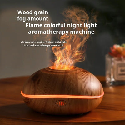 7 colores Fire Flame Wood grain aromatherapy machine humidifier Aroma Diffuser Air Ultrasonic Mist Maker Fogger Aroma - PrimeandBeauty