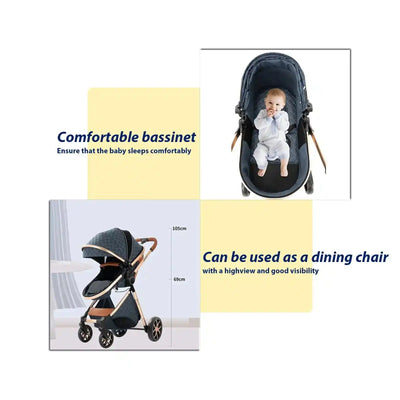 Baby Stroller 3‑in‑1 Travel System Pushchair Lightweight Pram from Birth All‑Terrain Baby Buggy Compact Fold Stroller Summer - PrimeandBeauty