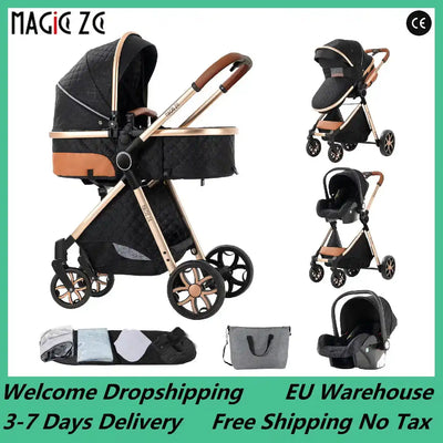 Baby Stroller 3‑in‑1 Travel System Pushchair Lightweight Pram from Birth All‑Terrain Baby Buggy Compact Fold Stroller Summer - PrimeandBeauty