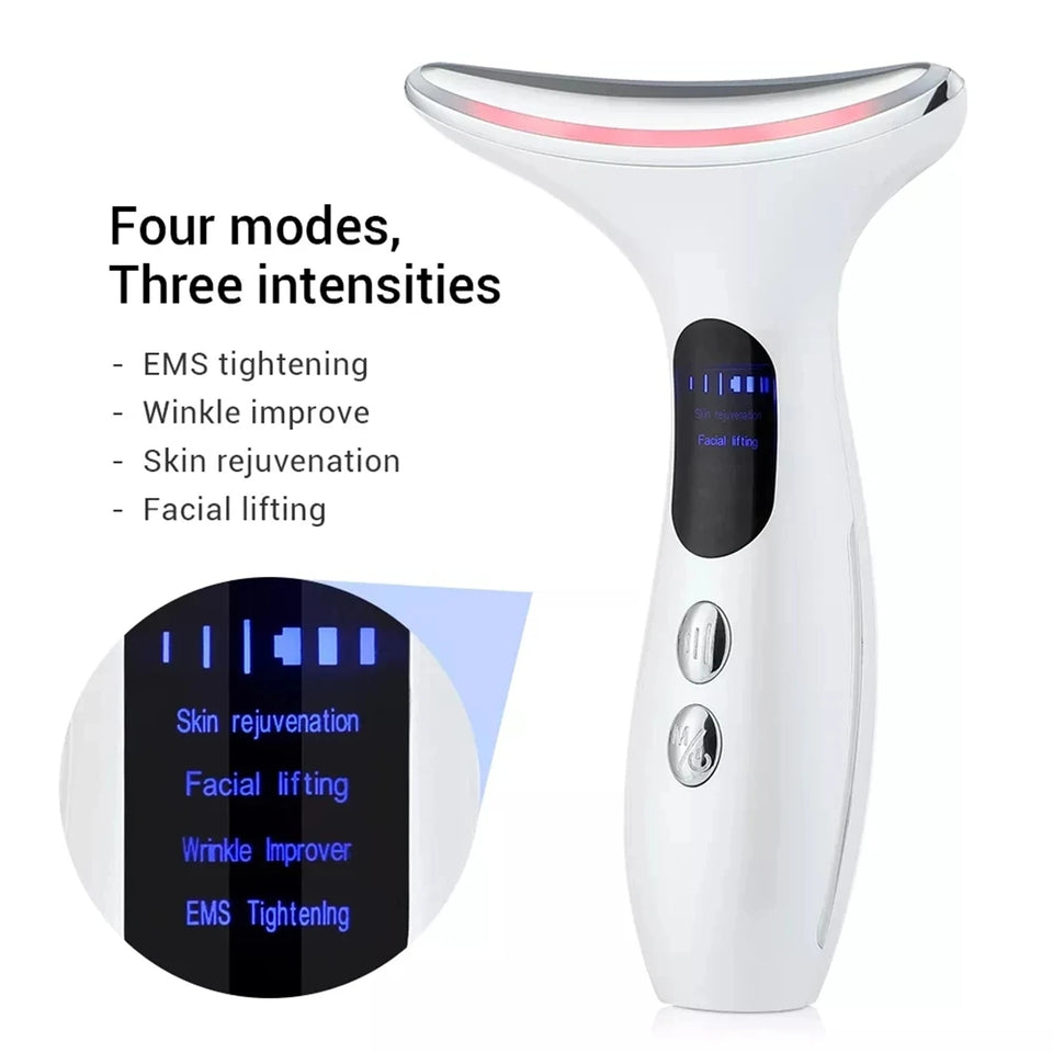 Neck Skin Care Massager Comfortable Facial Massager Face and Neck Beauty Device for Skin Care Adults Men and Women White