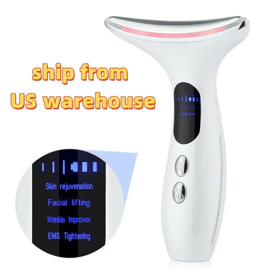 Emeka Neck Beauty Device EMS Microcurrent Chin Facial Lifting LED Firming Rejuvenation Anti Wrinkle Skin Care Face Massager