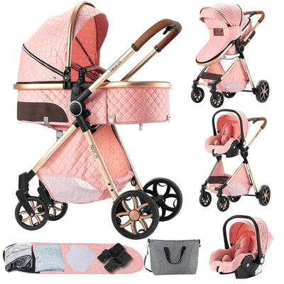 Baby Stroller 3‑in‑1 Travel System Pushchair Lightweight Pram from Birth All‑Terrain Baby Buggy Compact Fold Stroller Summer - PrimeandBeauty