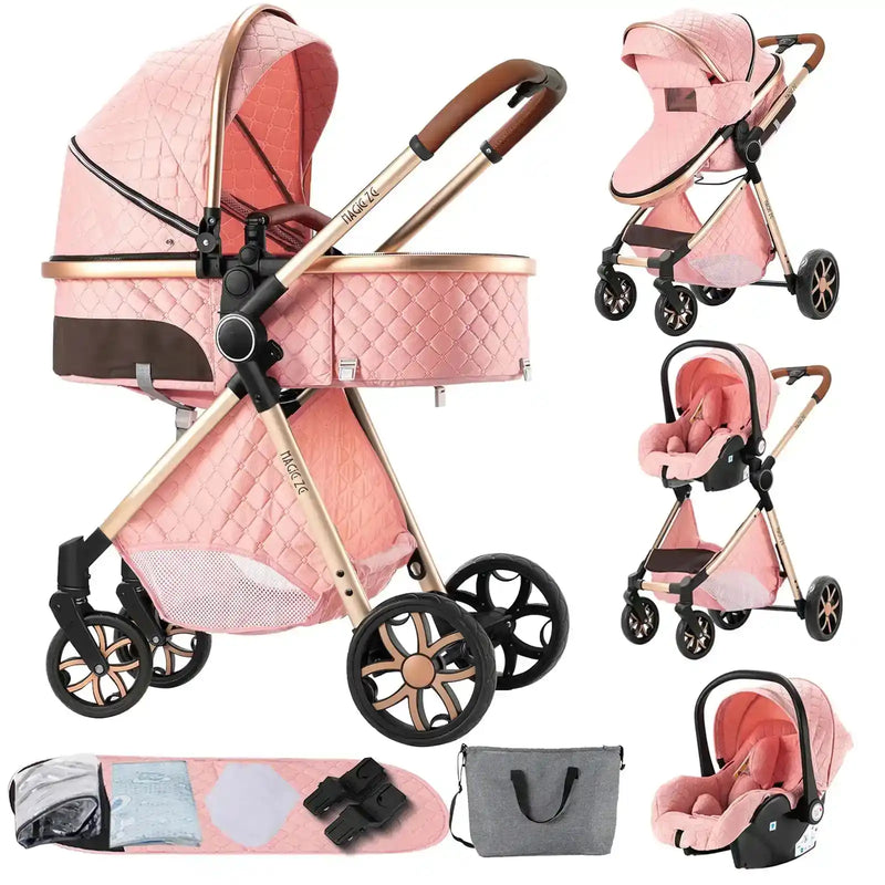 Baby Stroller 3‑in‑1 Travel System Pushchair Lightweight Pram from Birth All‑Terrain Baby Buggy Compact Fold Stroller Summer - PrimeandBeauty