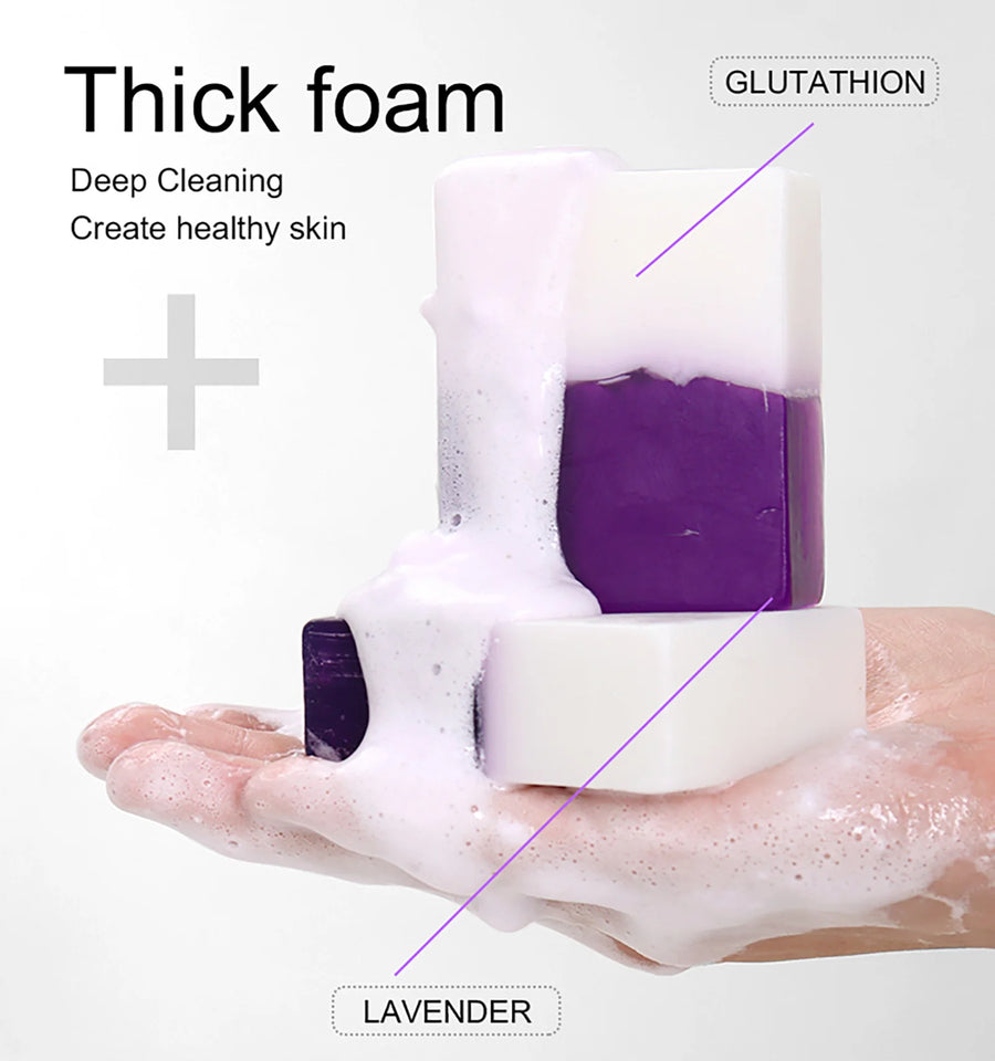 AILKE Double Glutathione PLUS Whitening Soap Bar, Reduce Dark Spots, Deep Clean Skin, Natural Lavender Scented for Face & Body - PrimeandBeauty