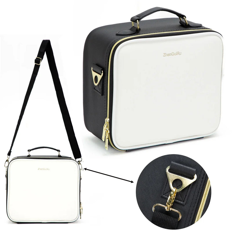 PU Leather Makeup Bag with Mirror 2024 New Leather Multi-Functional Women Cosmetic Case Large Capacity Water-resistant Bag - PrimeandBeauty