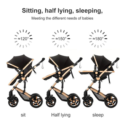 High quality newborn Lightweight  Baby Stroller  Folding Cart  Comfort Baby Stroller 3 in 1 Child Safety Seat With ISOfix - PrimeandBeauty