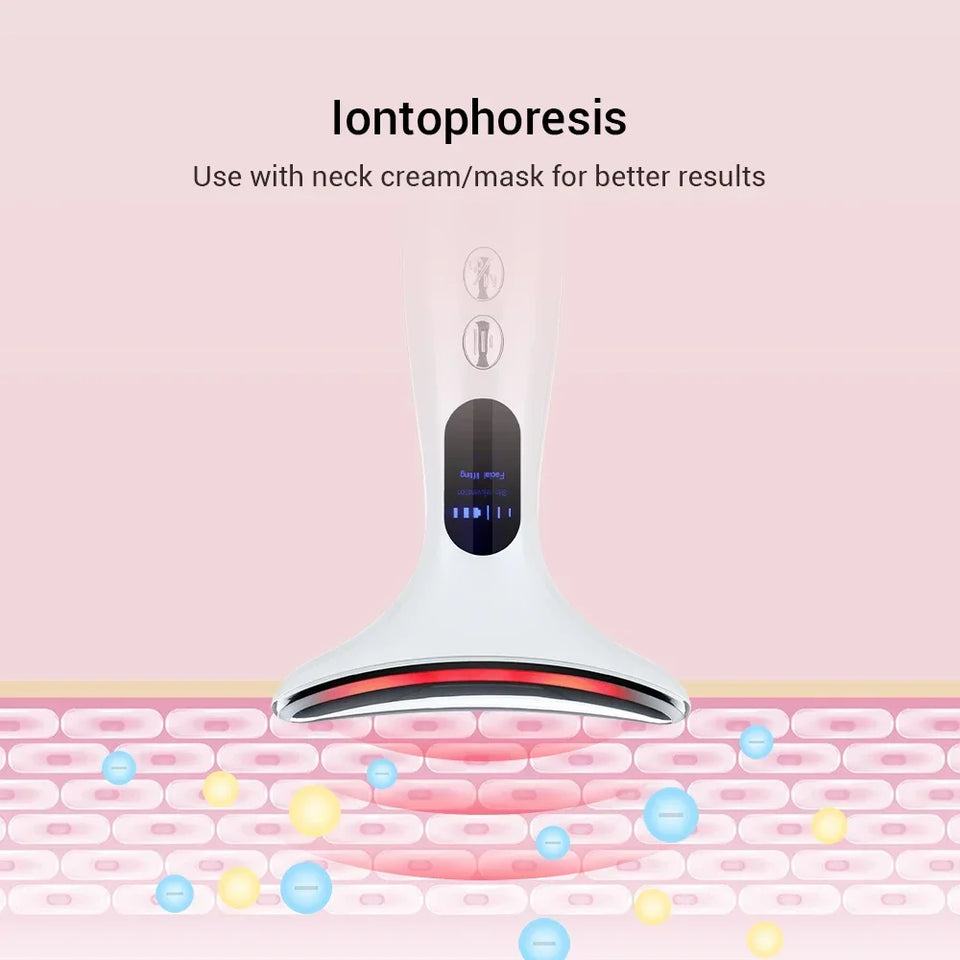 Emeka Neck Beauty Device EMS Microcurrent Chin Facial Lifting LED Firming Rejuvenation Anti Wrinkle Skin Care Face Massager